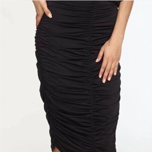 NWT Express Body Contour Mesh Ruched Midi Skirt